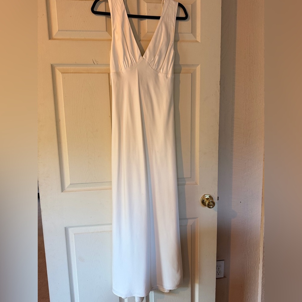 Abercrombie White Satin Maxi Dress Cowl Back Size Small $130 MSRP